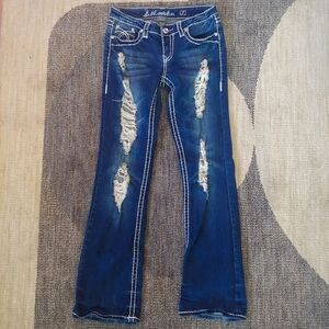 L.A. Idol Bootcut Distressed Jeans, Women's Size 7, Dark Wash